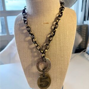 Chunky Chain Necklace with Number Pendant